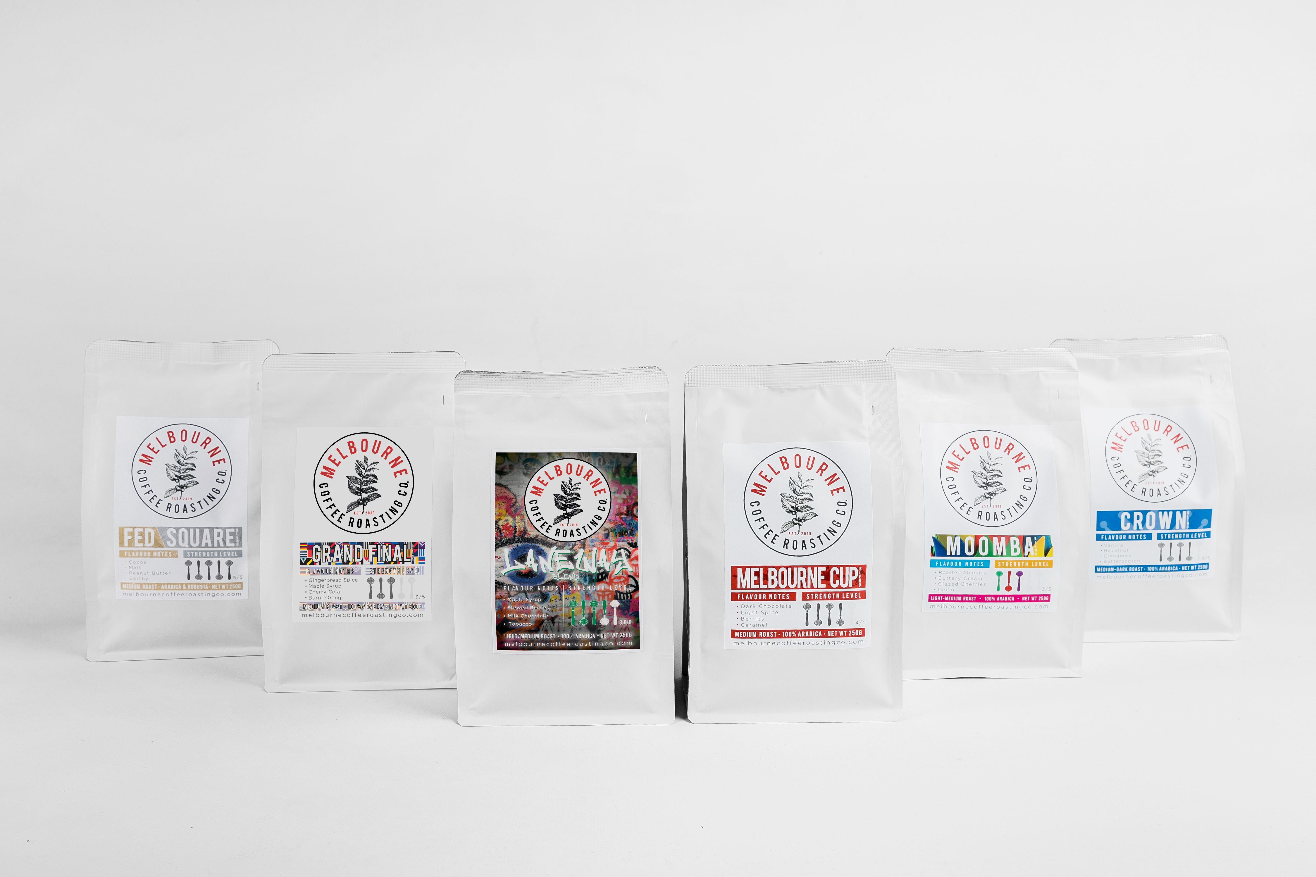 6 x Pack -Sample Pack, photographed by Melbourne Coffee Roasting Co